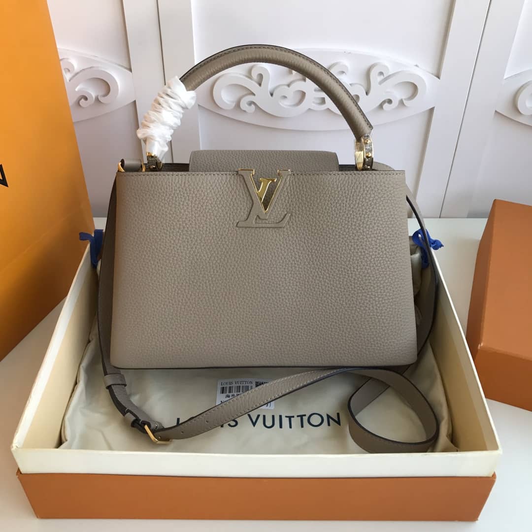 Louis Vuitton Capucines MM Taurillon Leather Tote Replica Gray M94428