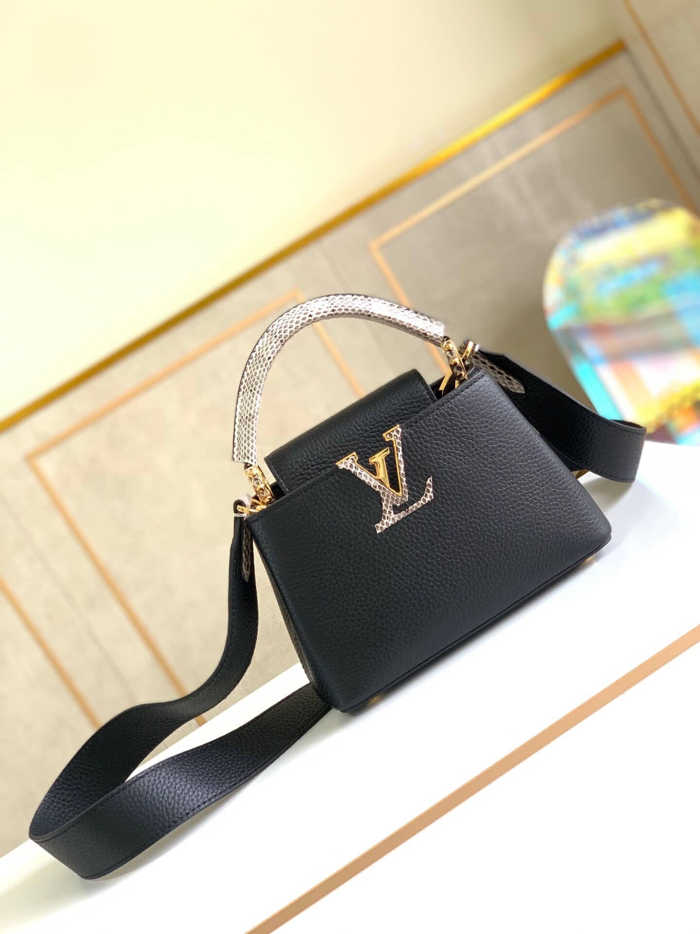 Louis Vuitton Capucines Mini Replica Bag Black M55921