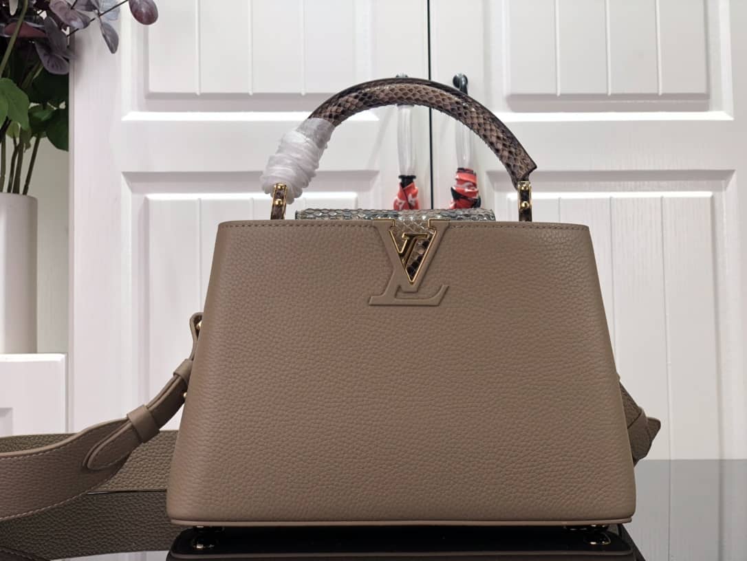 Louis Vuitton Capucines Embroidery Replica Bag Gray M48865