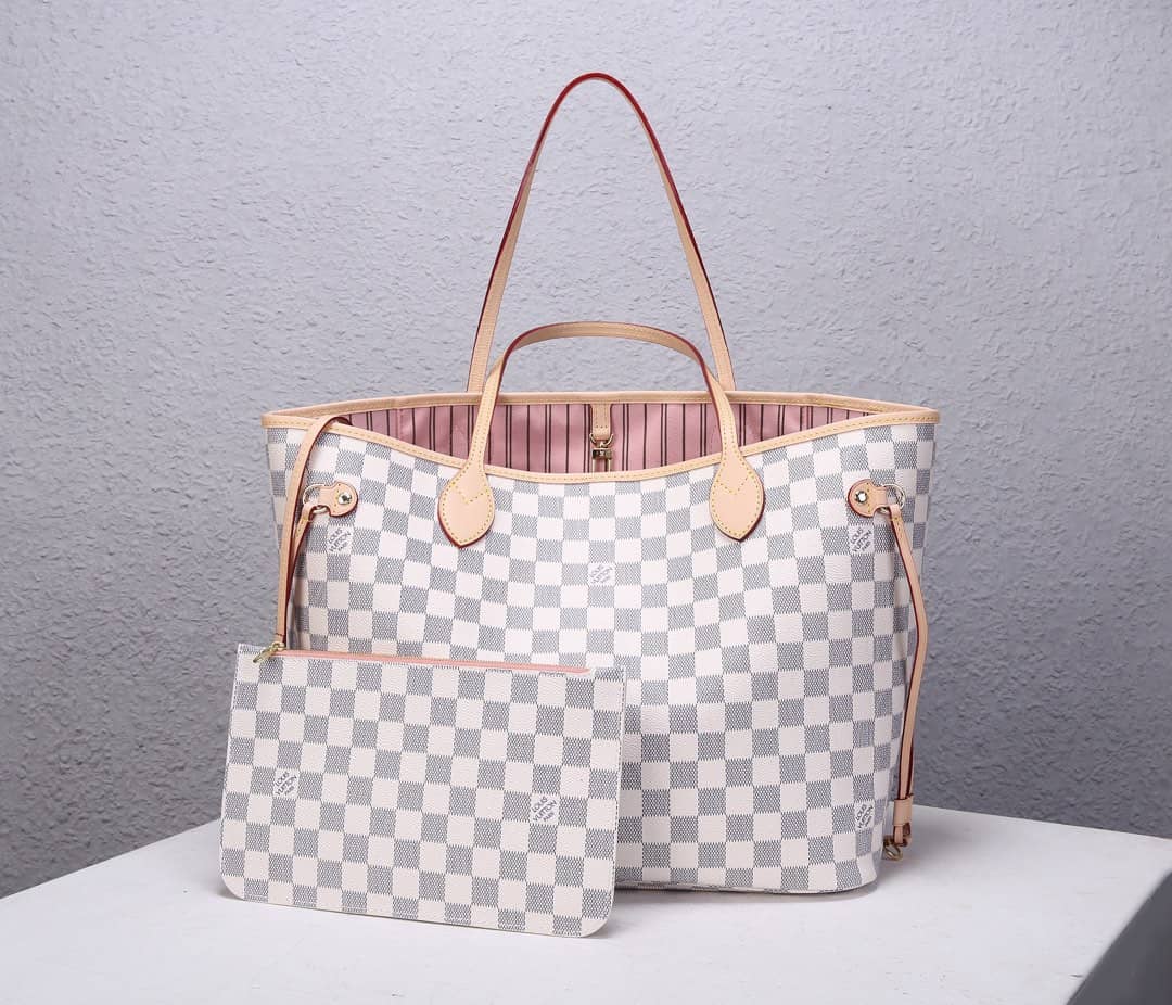 Louis Vuitton Neverfull MM Damier Azur Tote Replica White N41361