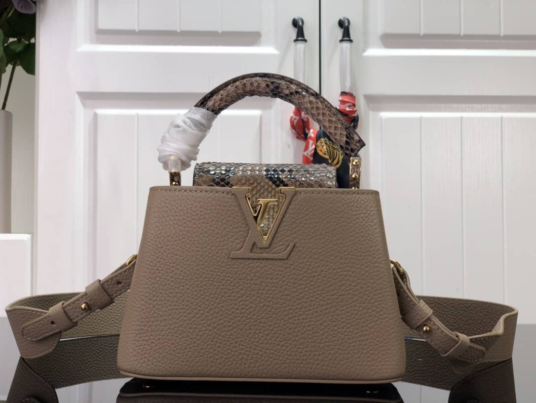 Louis Vuitton Capucines Embroidery Replica Bag Gray M48865