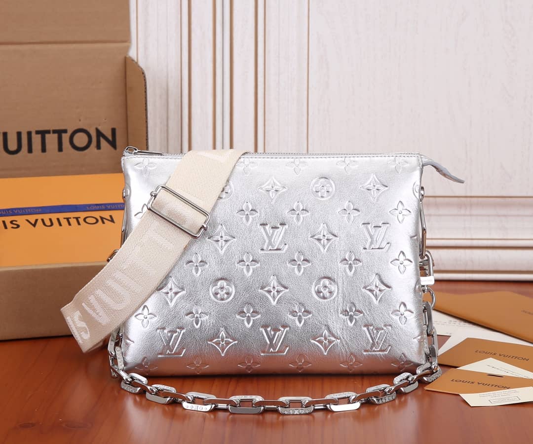 Louis Vuitton Coussin PM Monogram Embossed Replica Crossbody Bag Silver M57790
