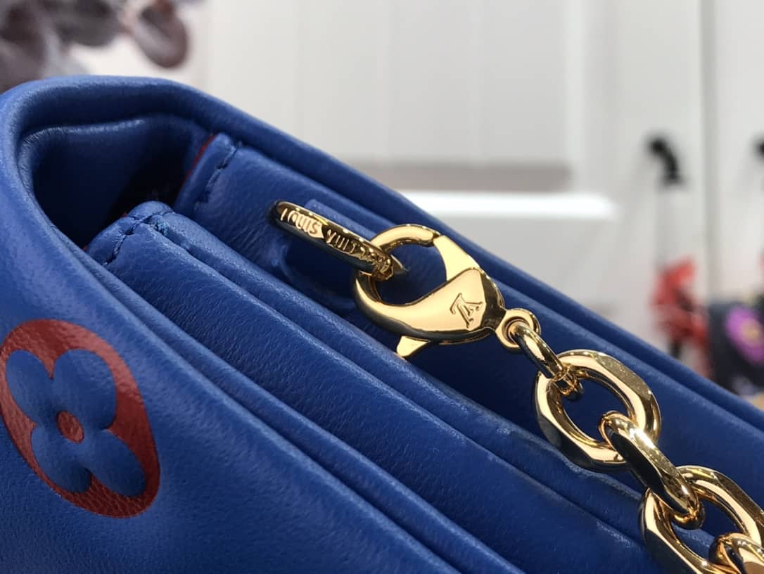 Louis Vuitton Coussin Lambskin Monogram Embossed Pochette Replica Bag Blue