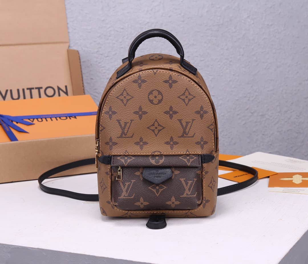 LV Backpack Replica Palm Spring Mini Monogram Reverse Canvas Brown M44872