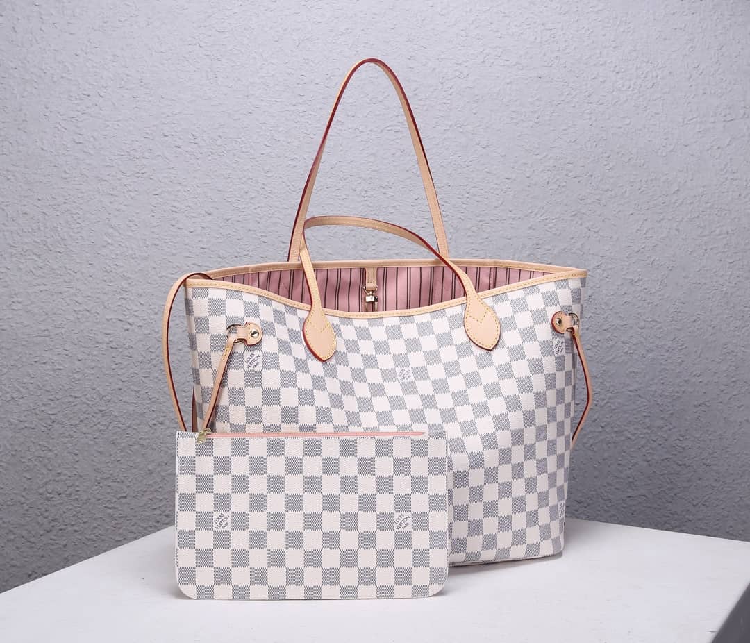 Louis Vuitton Neverfull MM Damier Azur Tote Replica White N41361