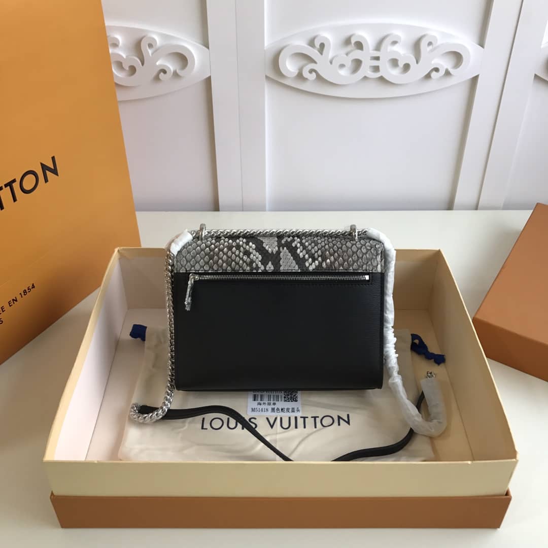 Louis Vuitton MyLockMe BB Calf Chain Replica Shoulder Bag Black Beige M51418