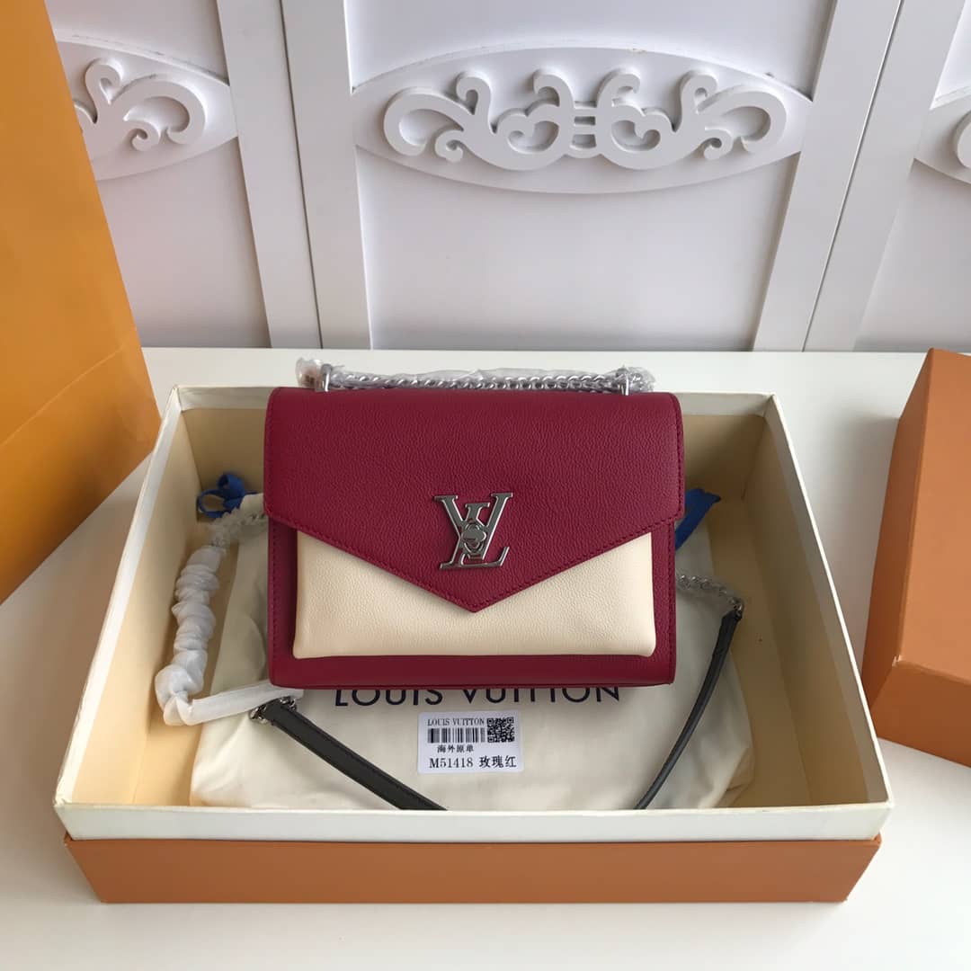 Louis Vuitton MyLockMe BB Calf Chain Replica Shoulder Bag Red White M51418