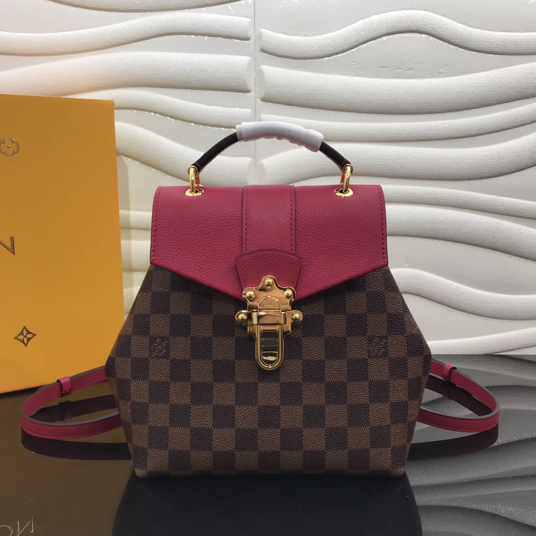Louis Vuitton Damier Ebene Clapton Replica Backpack Pink N42262