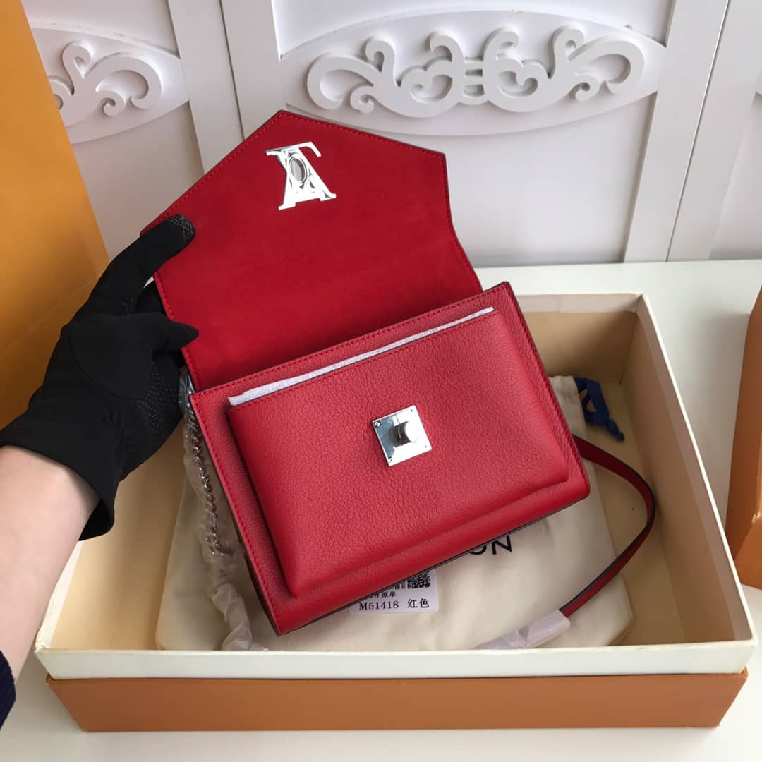 Louis Vuitton MyLockMe BB Calf Chain Replica Shoulder Bag Red M51418