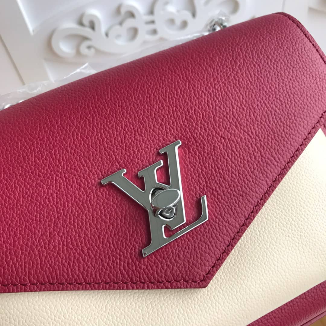 Louis Vuitton MyLockMe BB Calf Chain Replica Shoulder Bag Red White M51418
