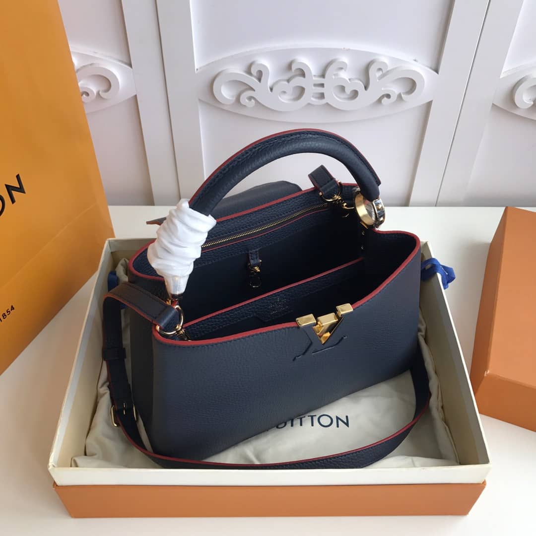 Louis Vuitton Capucines MM 2way Taurillon Leather Shoulder Bag Replica Blue M43934