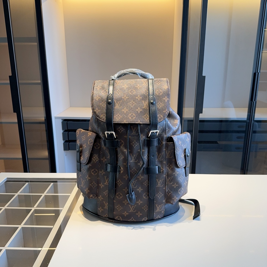 Louis Vuitton REP Check Pattern Runner Backpack Brown Shoulder Straps
