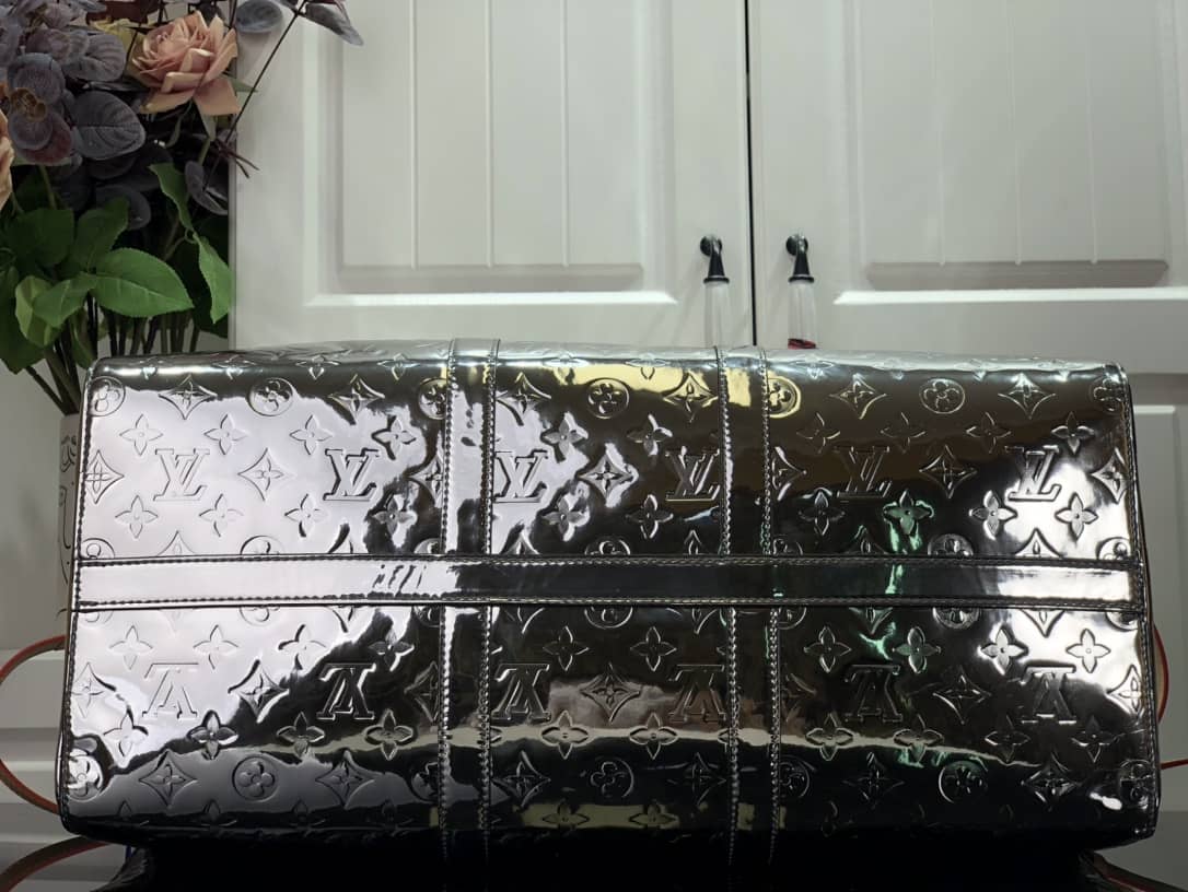 Louis Vuitton Keepall Bandouliere 50 Silver Mirror Monogram Bag Replica M45886