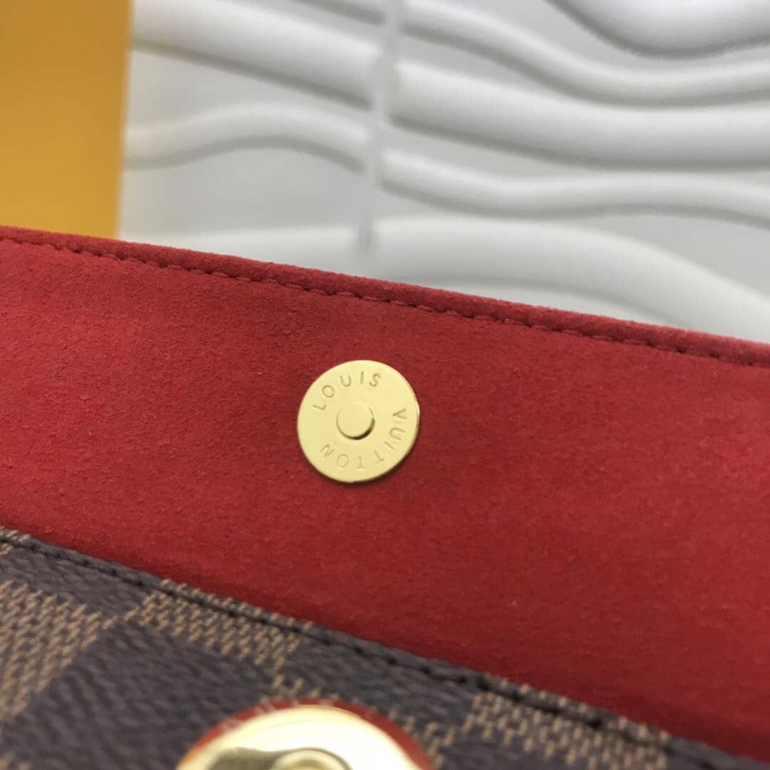 Louis Vuitton Damier Ebene Recital Shoulder Leather Bag Replica