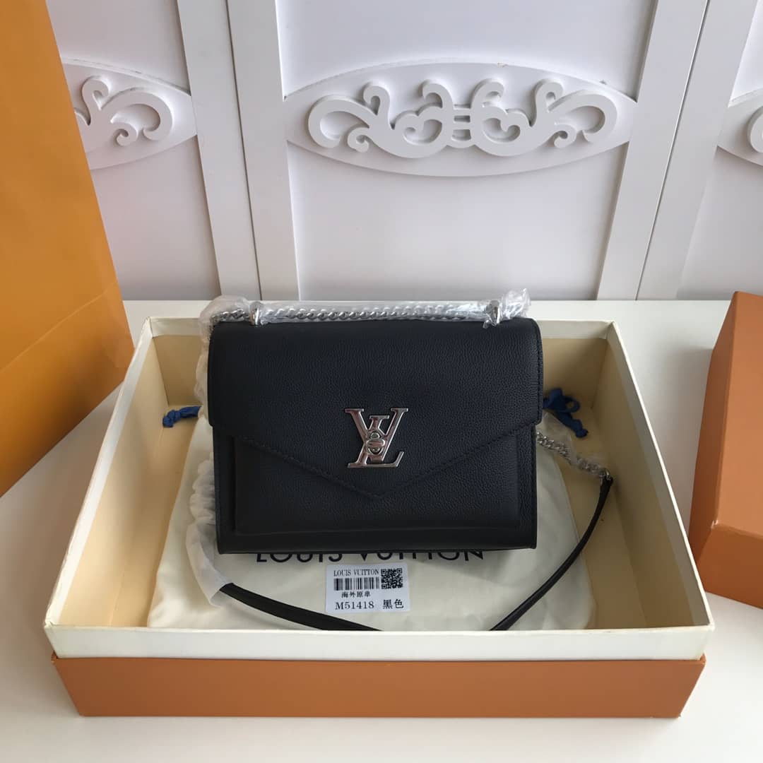 Louis Vuitton MyLockMe BB Calf Chain Replica Shoulder Bag Black M51418