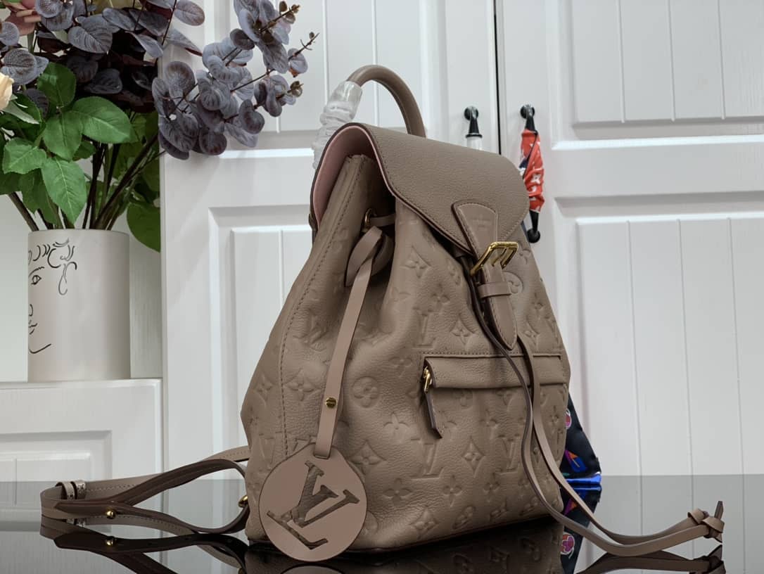Louis Vuitton Ann Platt Montsouris PM Noir Leather Replica Backpack Beige M45205