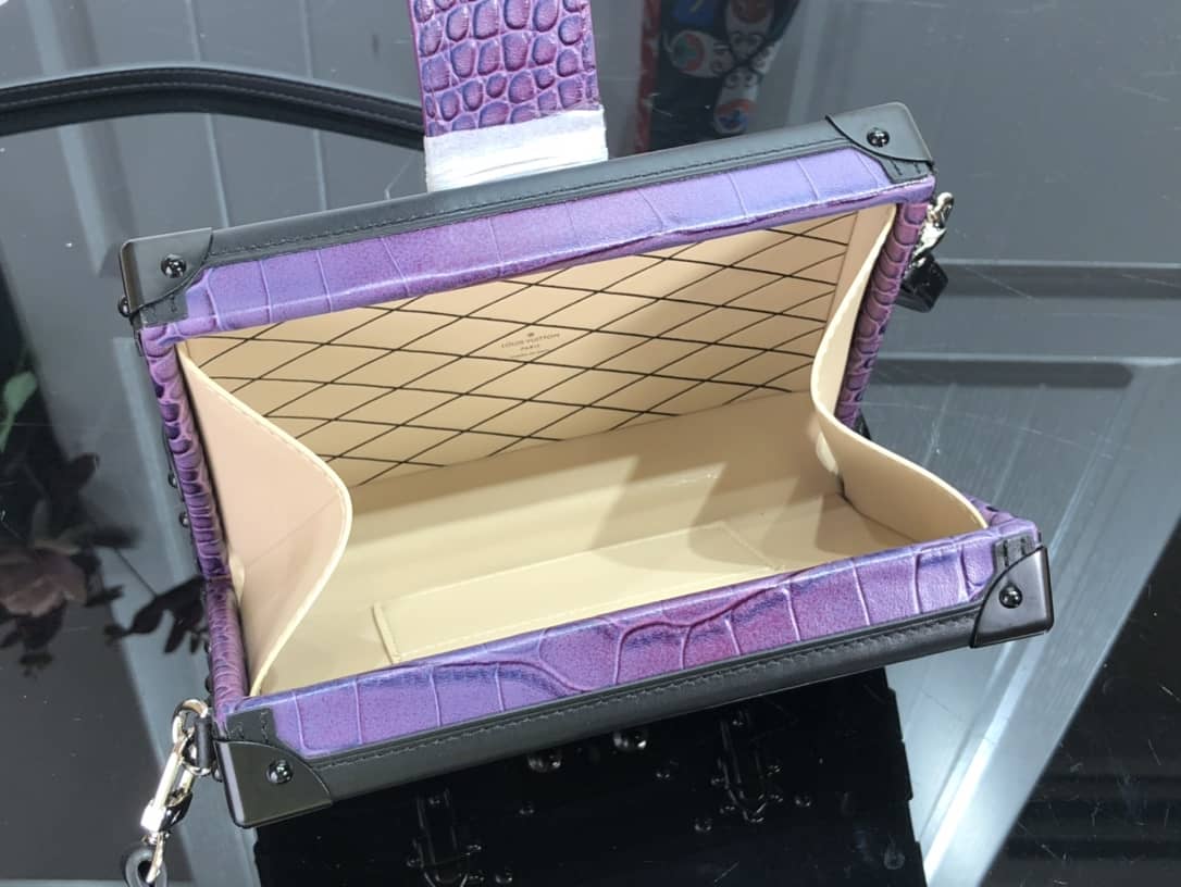 Louis Vuitton Petite Malle Brilliant Alligator Leather Replica Handbag Purple N93817