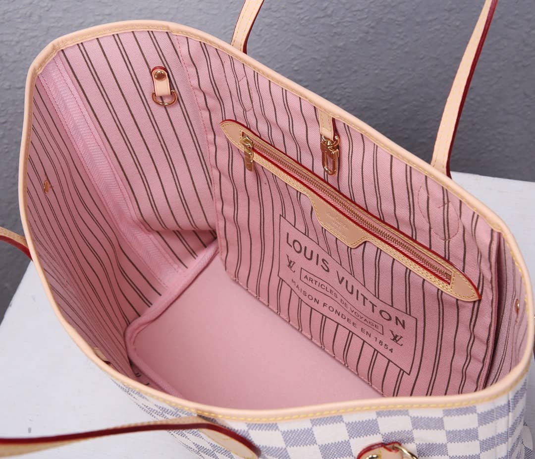 Louis Vuitton Neverfull MM Damier Azur Tote Replica White N41361