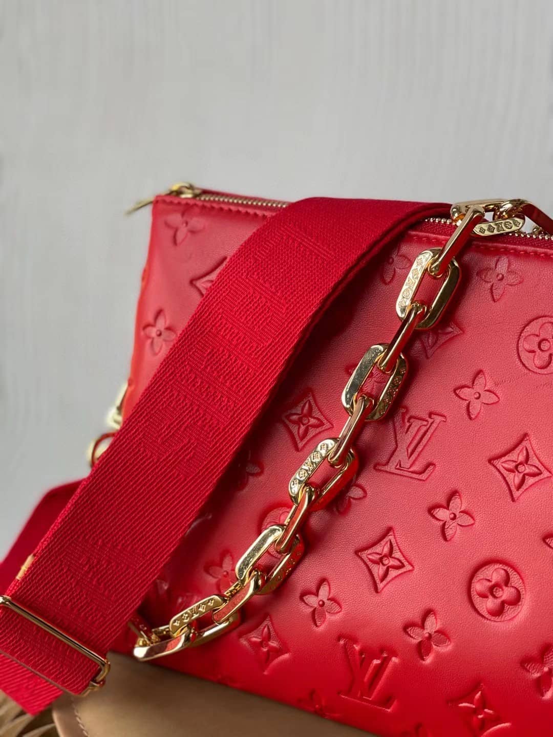 Louis Vuitton Coussin PM Gold Chain Rouge Red M57792 Replica Shoulder Bag