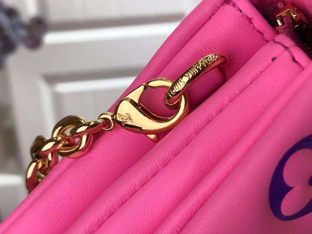 Louis Vuitton Pochette Coussin Monogram Embossed Lambskin Chain Replica Bag Pink