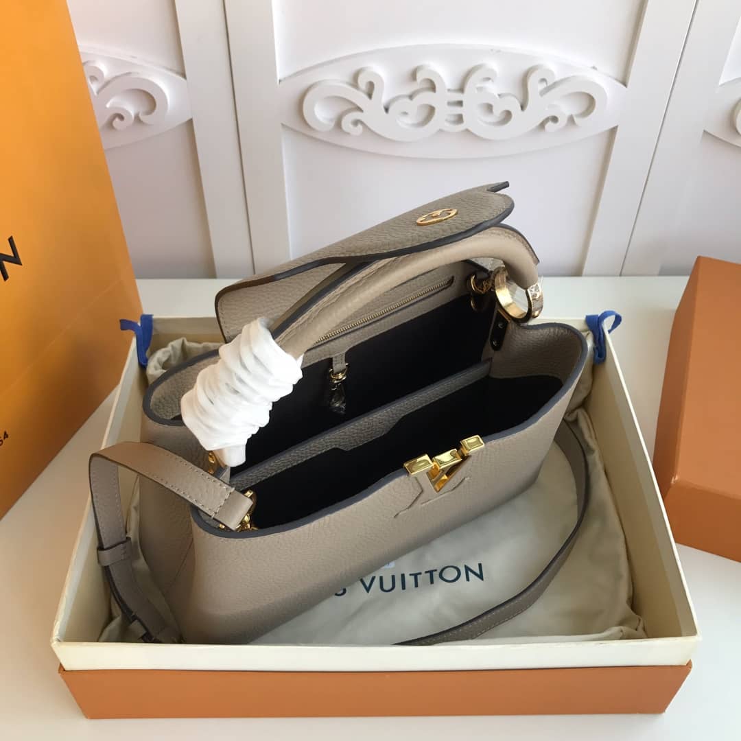 Louis Vuitton Capucines MM Taurillon Leather Tote Replica Gray M94428