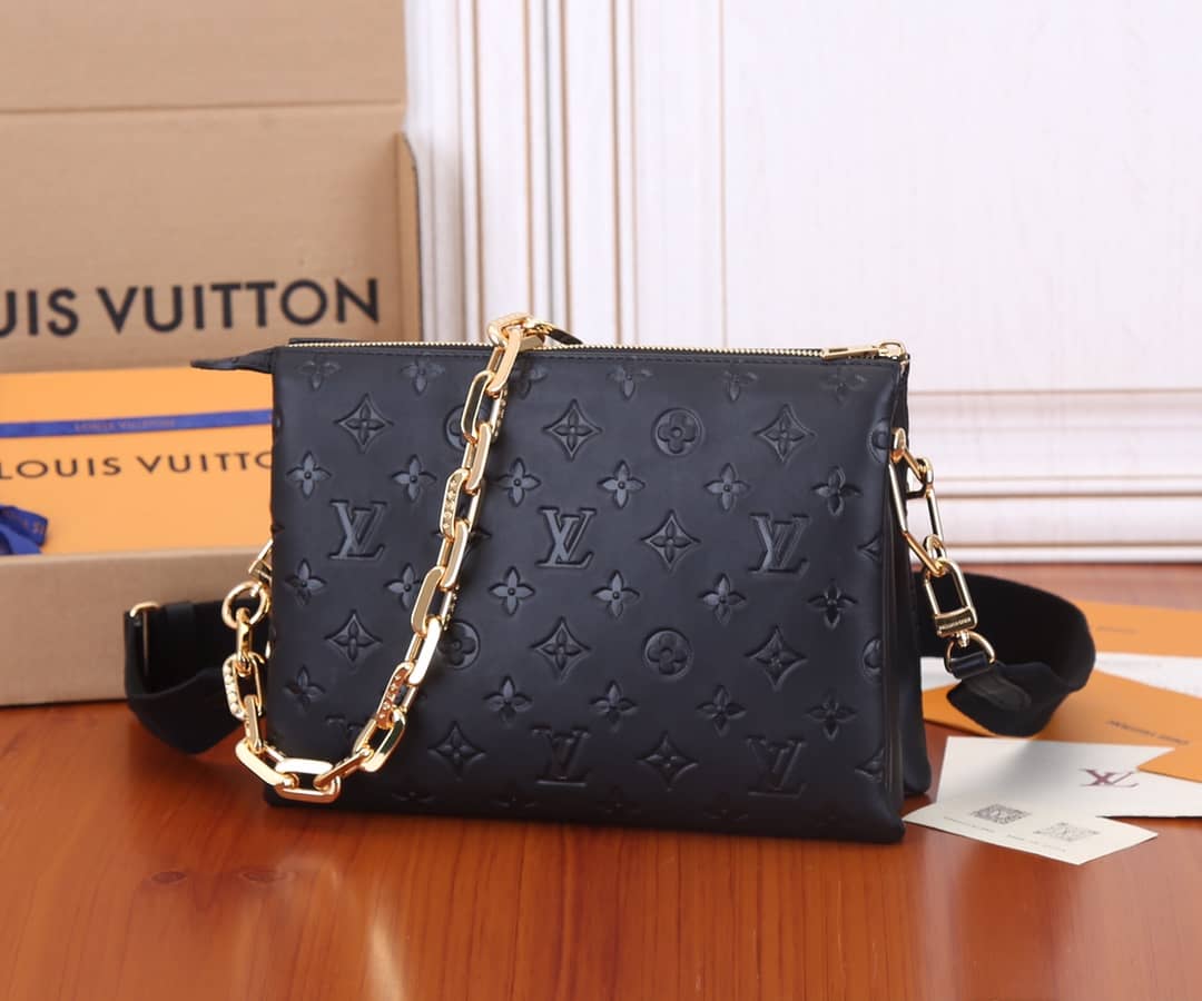 Best Replica Louis Vuitton Coussin PM Monogram Embossed Replica Crossbody Bag Black M57790(ColaReps)