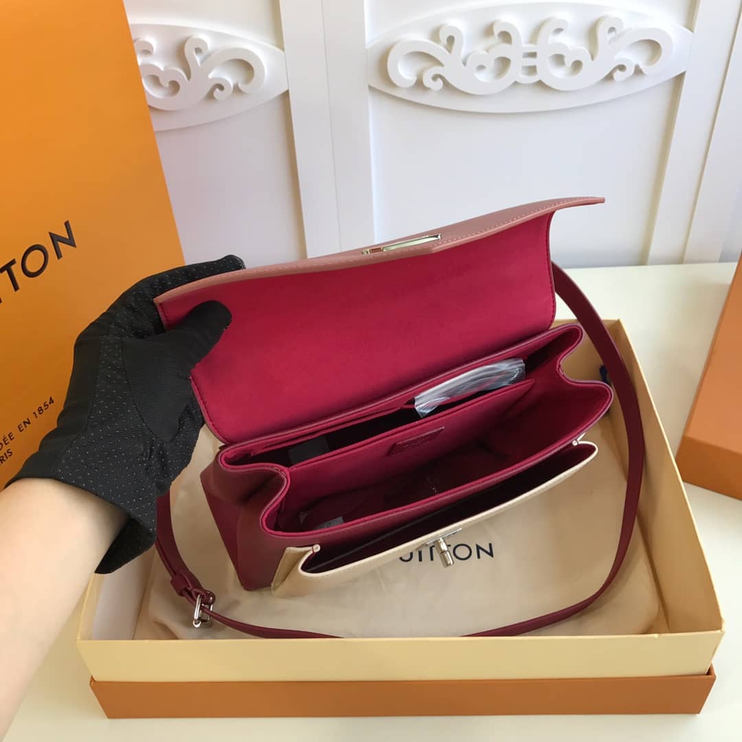 Louis Vuitton MyLockMe 2way Leather Grain Replica Satchel Red M54849