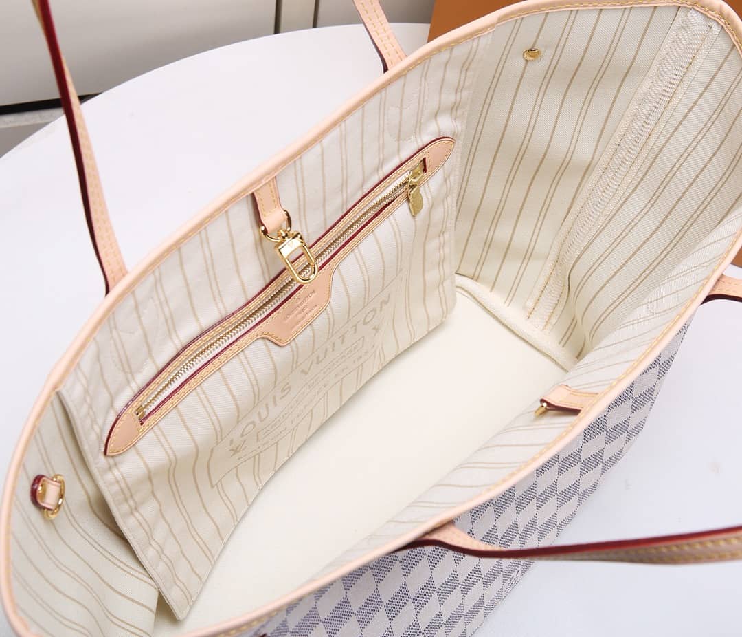 Louis Vuitton Neverfull MM Damier Azur Tote Replica White N41361