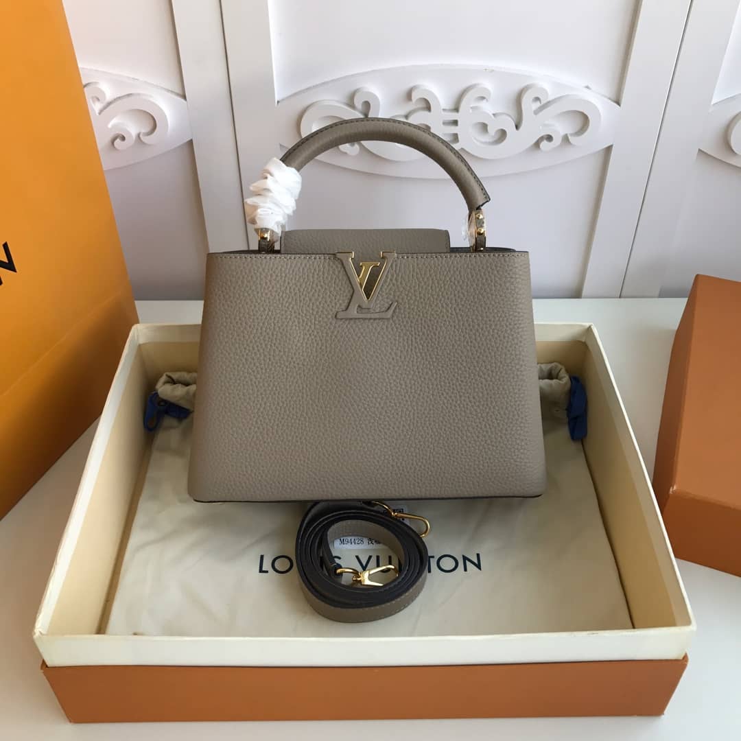 Louis Vuitton Capucines MM Taurillon Leather Tote Replica Gray M94428