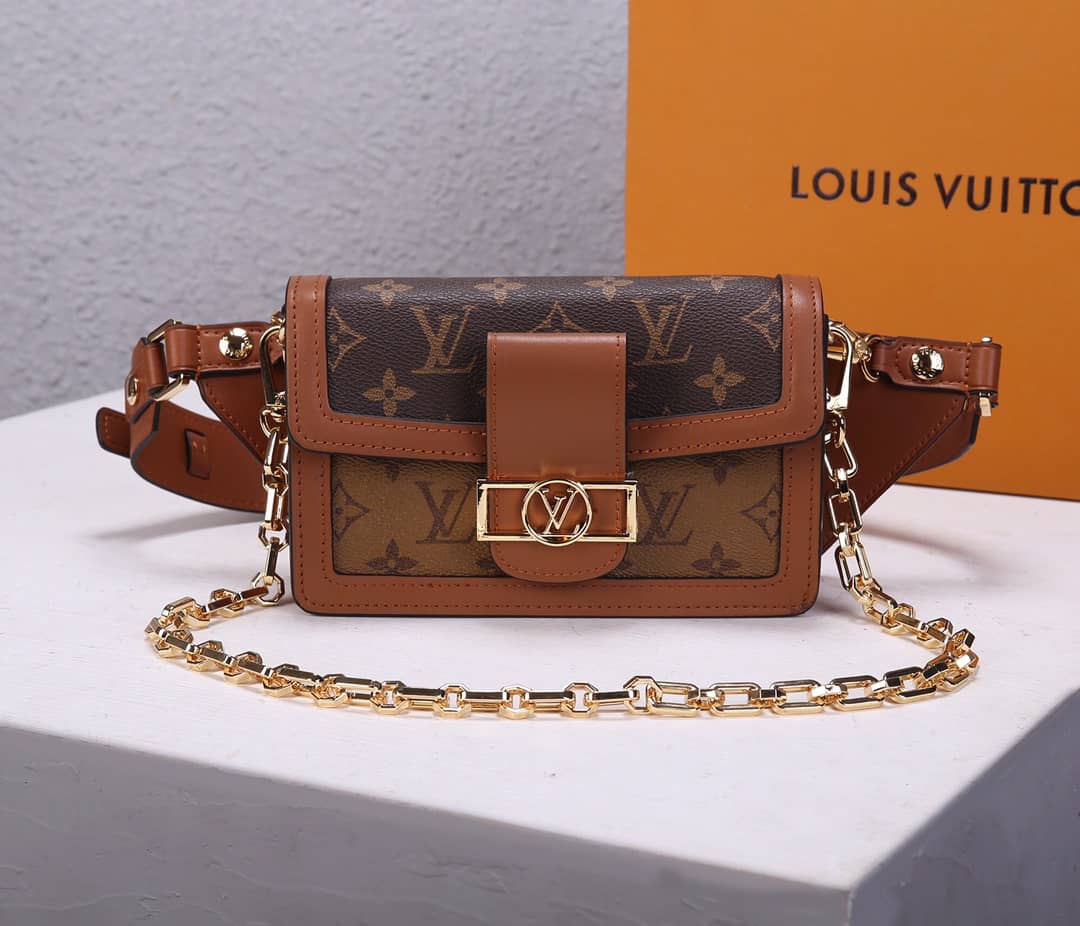 LV Bum Bag Dupe Monogram Reverse Dauphine Brown M44586