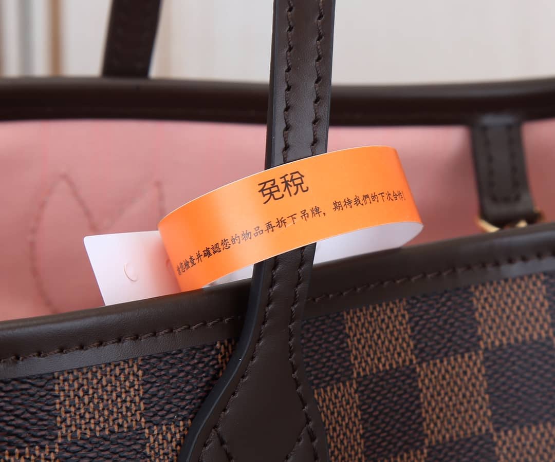 Louis Vuitton Neverfull MM Damier Ebene Tote Replica Pink N41358