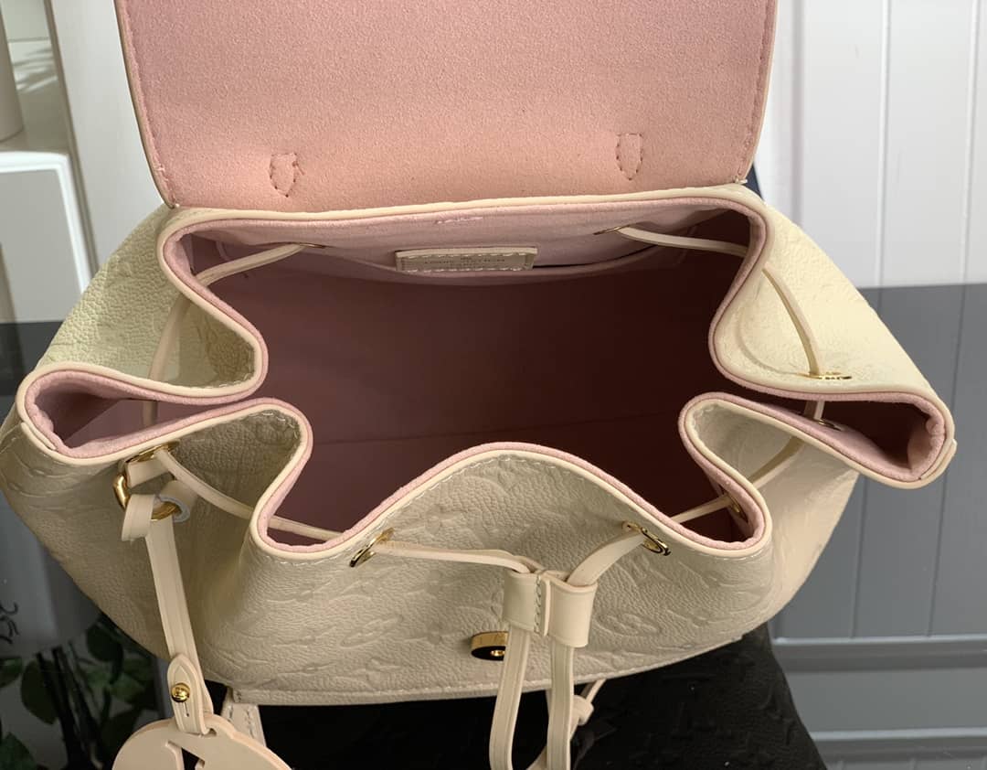 Louis Vuitton Ann Platt Montsouris PM Noir Leather Replica Backpack Beige M45205