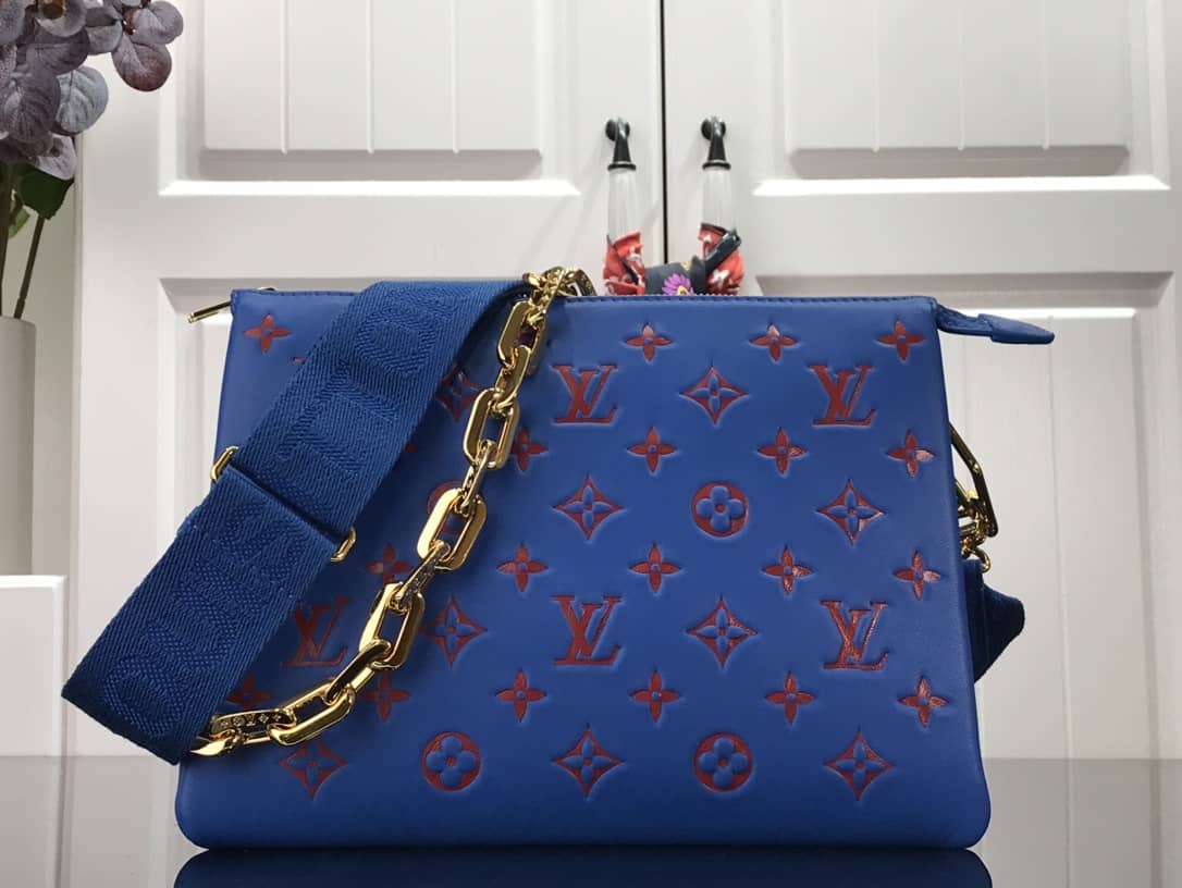 Louis Vuitton Embossed Lambskin Coussin PM Replica Bag Blue M58628