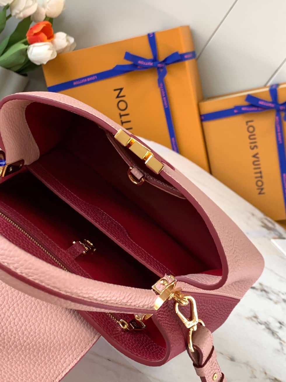 Louis Vuitton Capucines BB Pink M58608 Replica Crossbody Bag