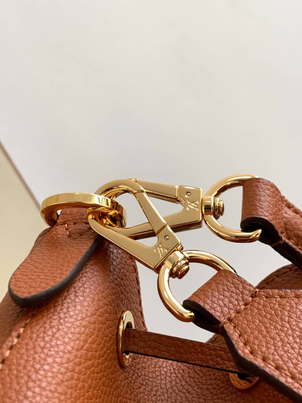 Louis Vuitton Lockme Grained Calf Leather Brown M57689 Replica Bucket Bag