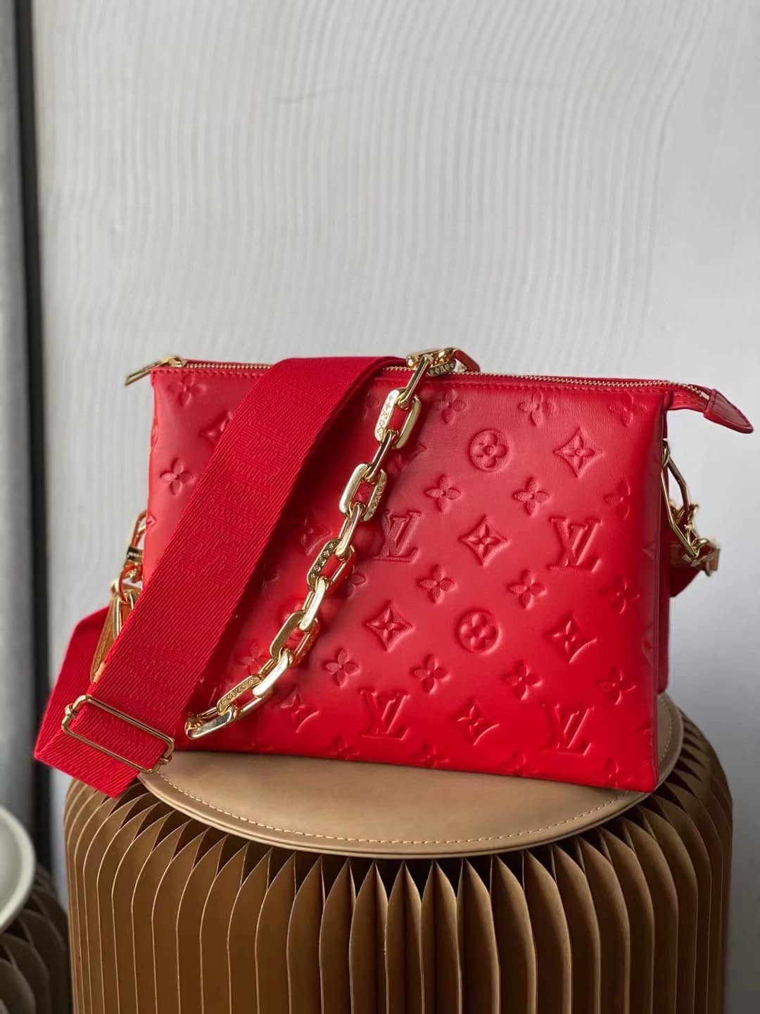 Louis Vuitton Coussin PM Gold Chain Rouge Red M57792 Replica Shoulder Bag