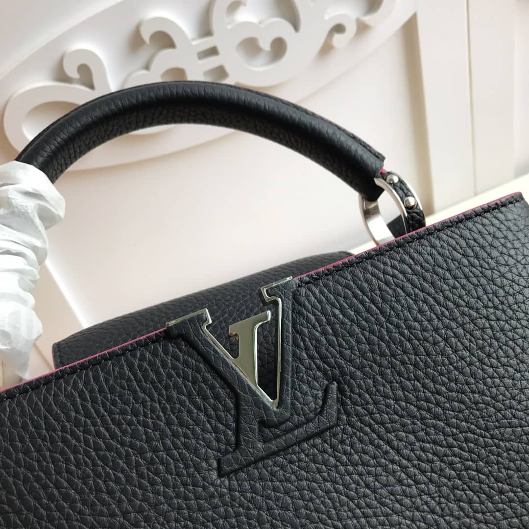 Louis Vuitton Capucines Taurillon Leather PM Tote Replica Black M42245