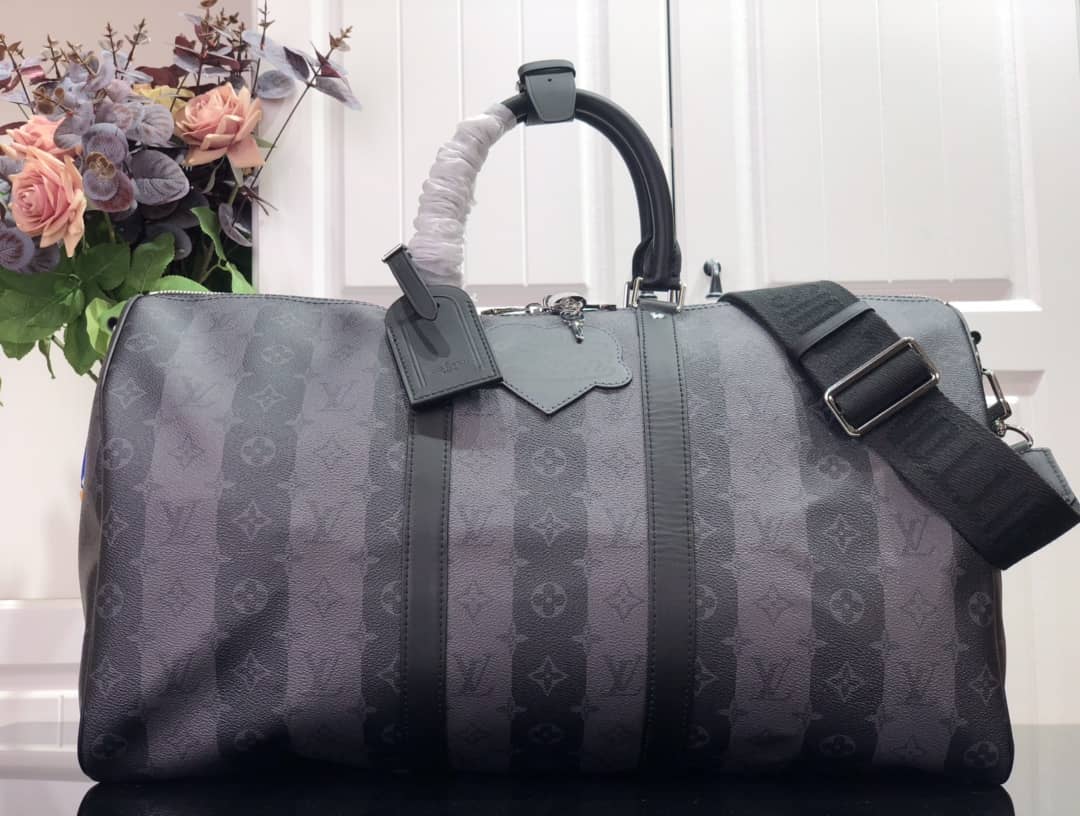 Louis Vuitton Keepall Bandouliere x Nigo Monogram Replica Stripes Gray M40567