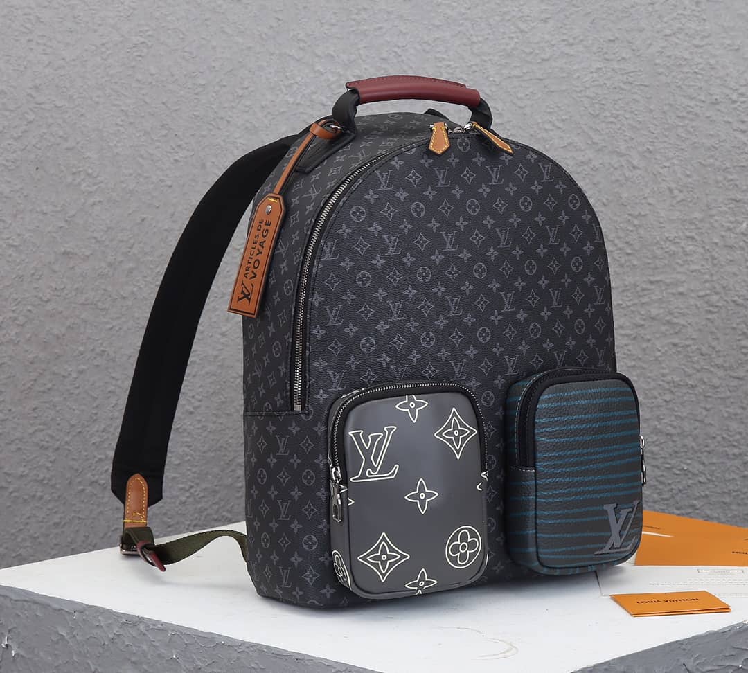 Louis Vuitton Monogram Eclipse Multipocket Black M45455 Replica Backpack