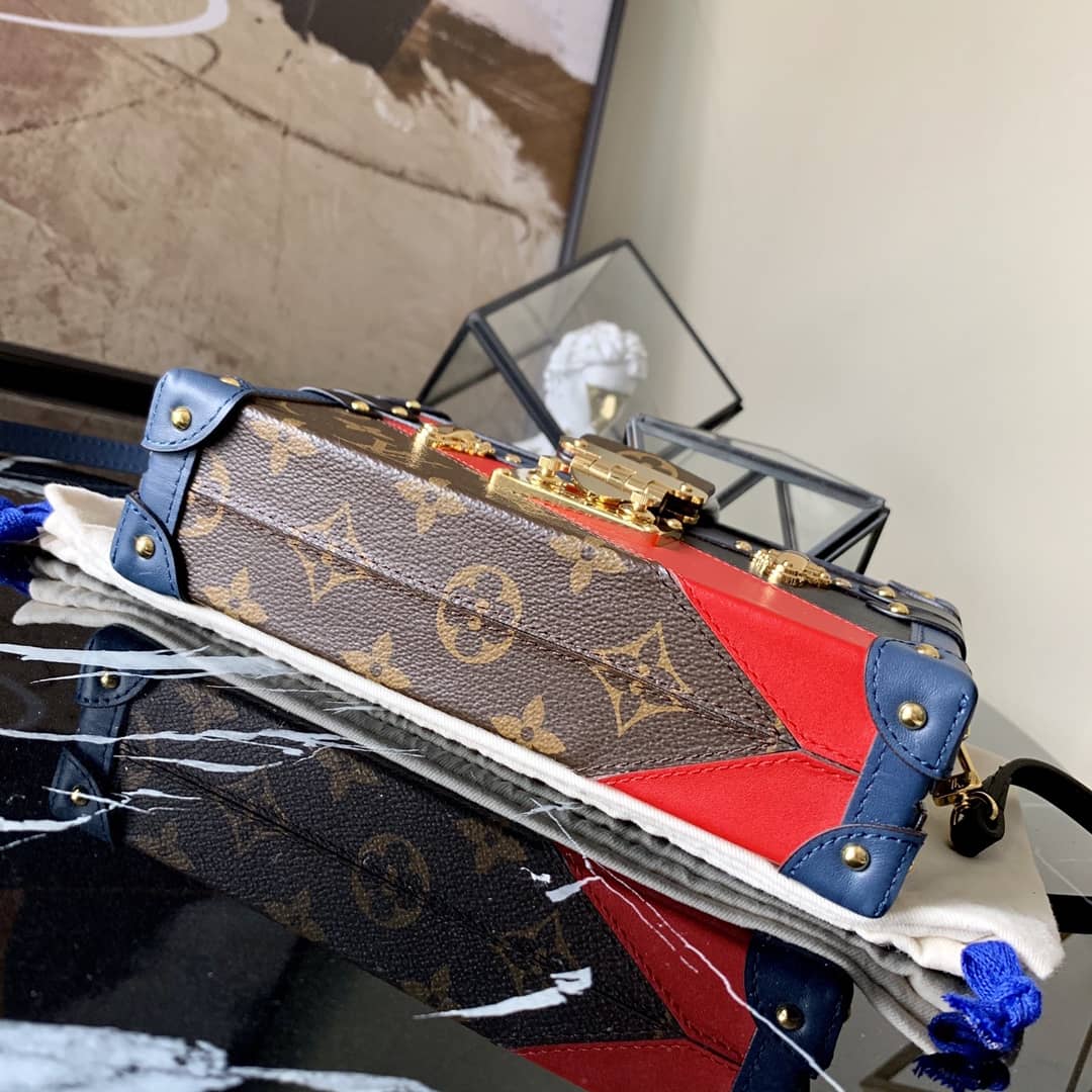 Louis Vuitton Petite Malle Diagonal Stripes Monogram Canvas Replica Trunk M55437