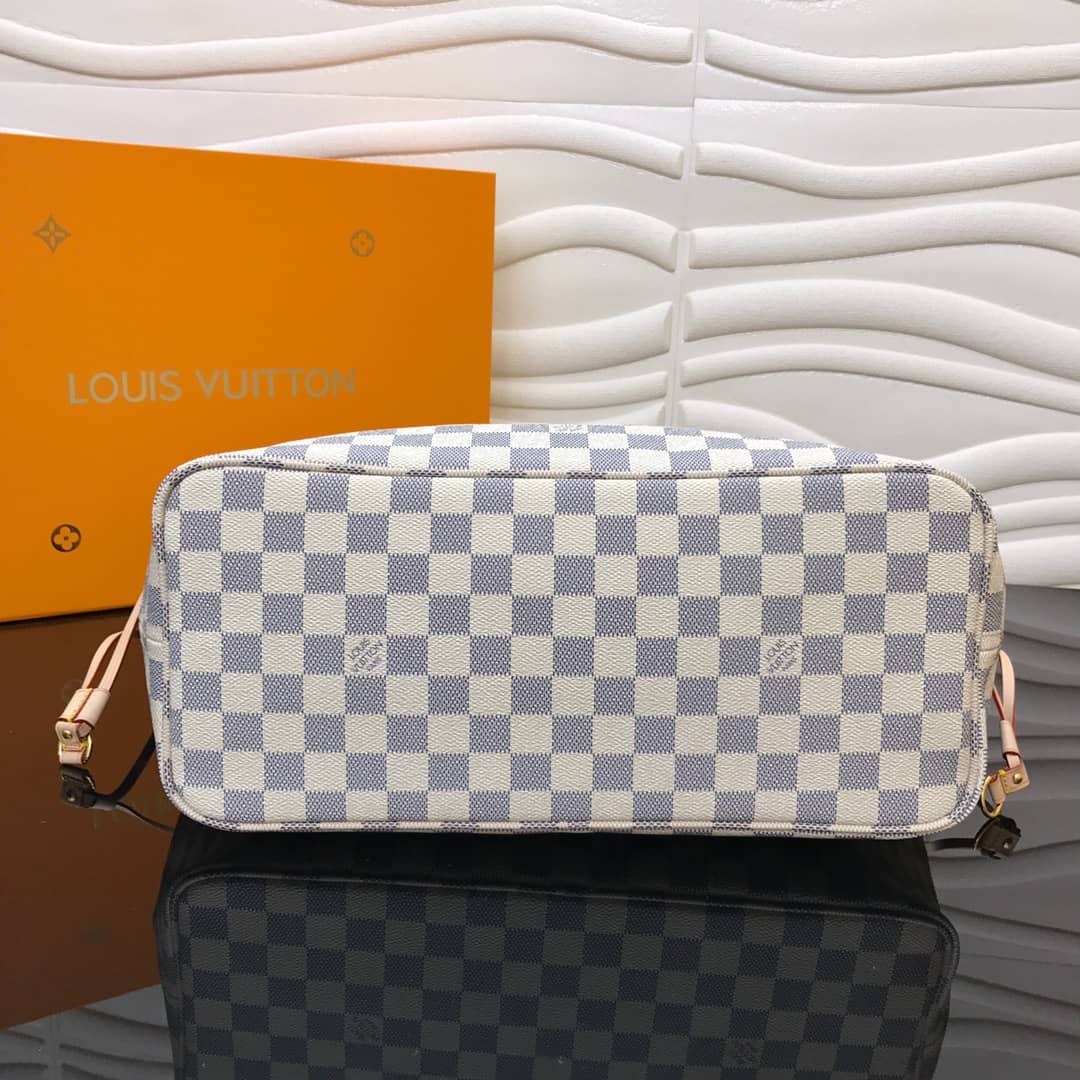 Louis Vuitton Neverfull MM Damier Azur Bag Replica White N40995