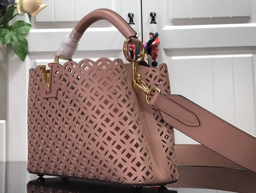 Louis Vuitton Capucines BB Cutout Leather Bag Replica Pink M57228