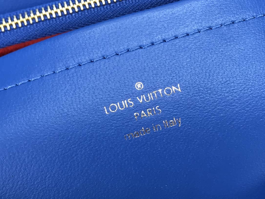 Louis Vuitton Coussin Lambskin Monogram Embossed Pochette Replica Bag Blue