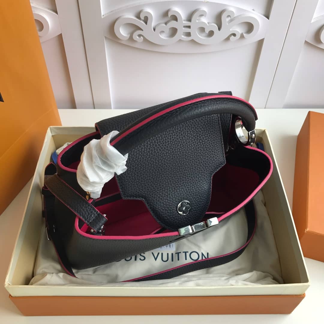 Louis Vuitton Capucines Taurillon Leather PM Tote Replica Black M42245