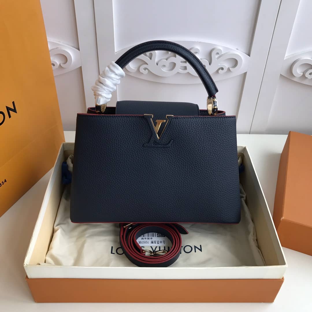 Louis Vuitton Capucines MM 2way Taurillon Leather Shoulder Bag Replica Blue M43934