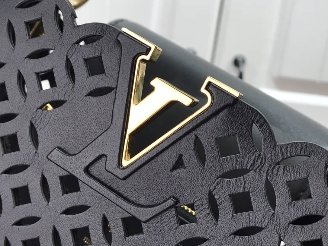 Louis Vuitton Capucines BB Cutout Leather Bag Replica Black M57228