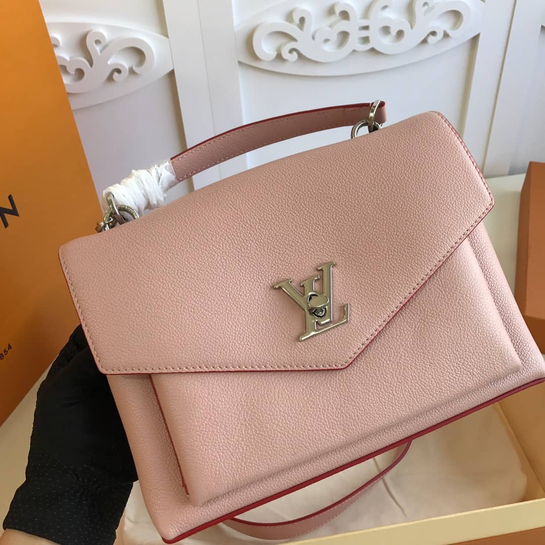 Louis Vuitton MyLockMe 2way Leather Grain Replica Satchel Pink M54849