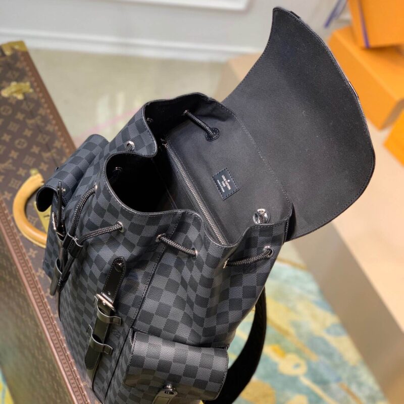 Louis Vuitton LV Christopher Black Check Small Backpack