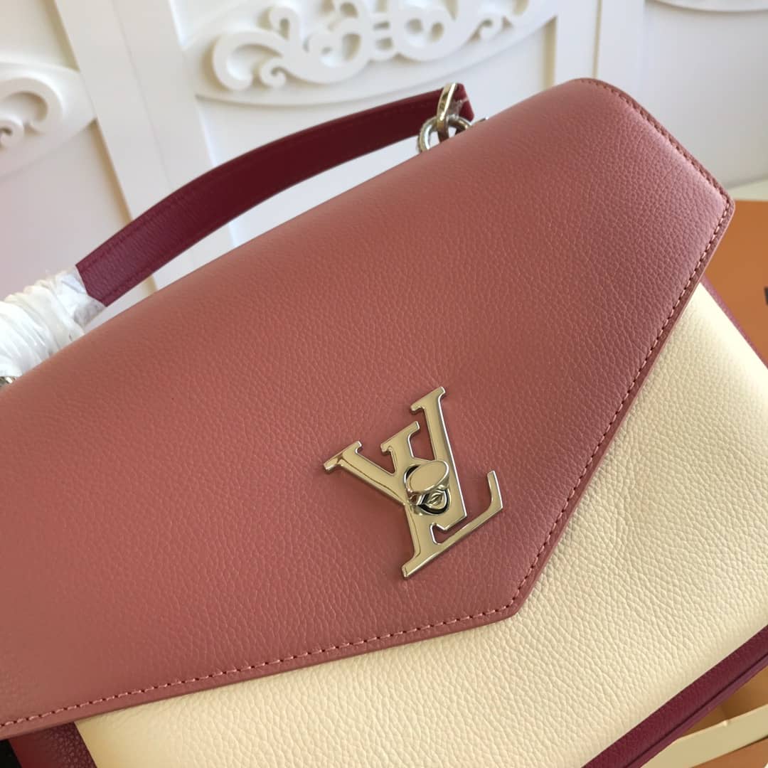 Louis Vuitton MyLockMe 2way Leather Grain Replica Satchel Red M54849