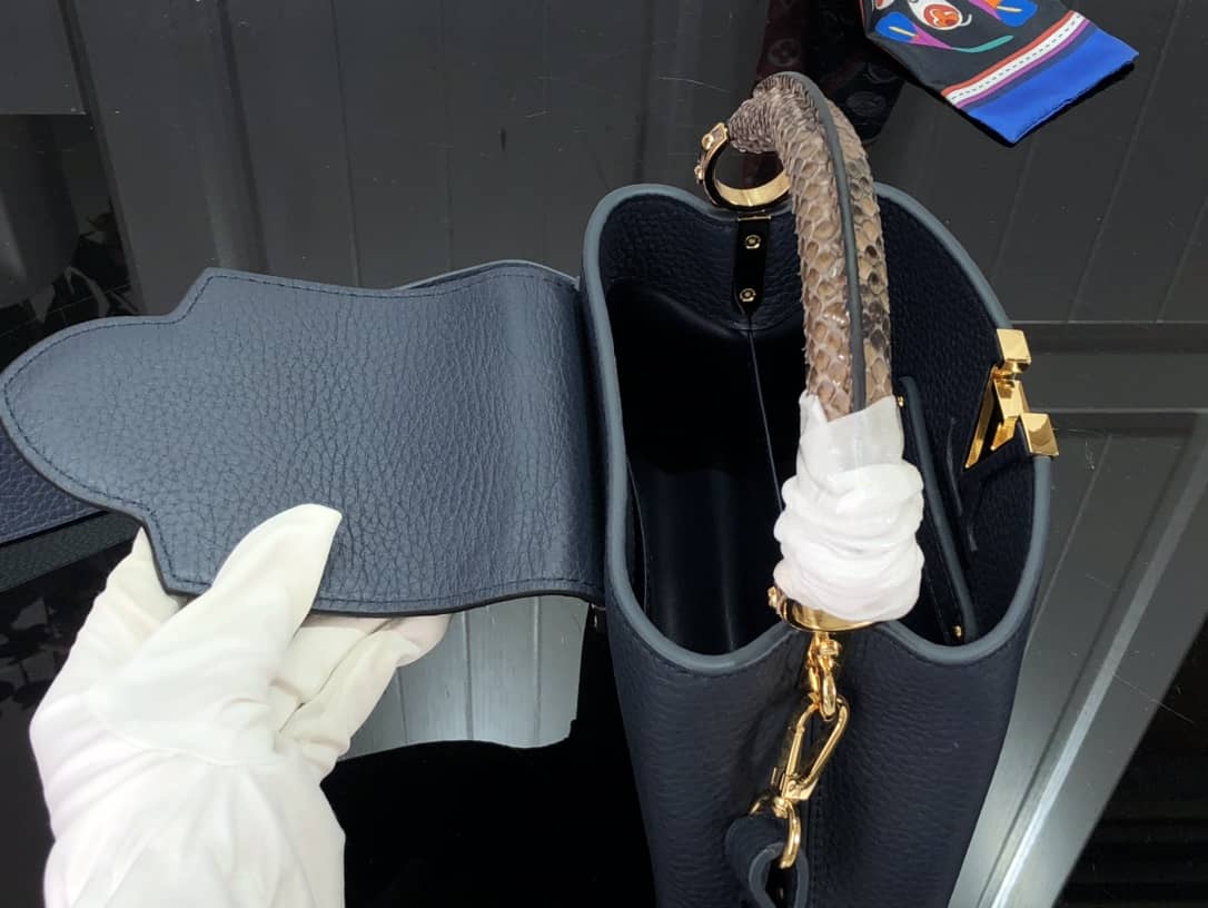 Louis Vuitton Capucines Embroidery Replica Bag Blue M48865
